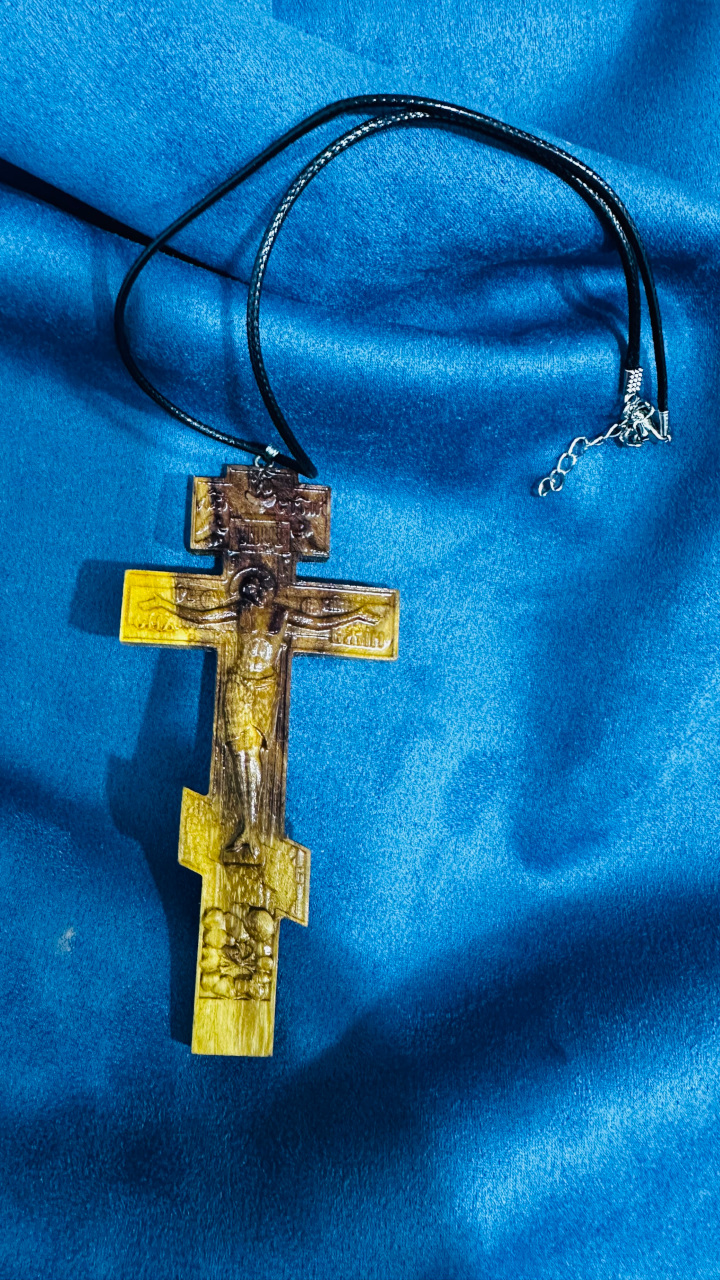 Крест православный канонический из Железного дерева по авторской модели