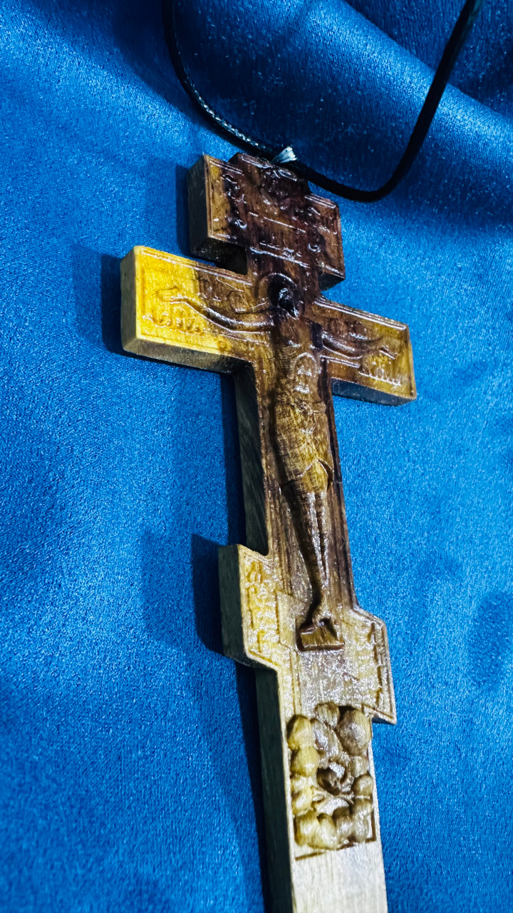 Крест православный канонический из Железного дерева по авторской модели