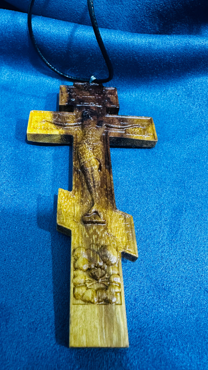 Крест православный канонический из Железного дерева по авторской модели